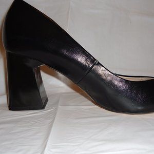 NWOT Zara Black Leather Pumps Thick Heel Sz 40 US9